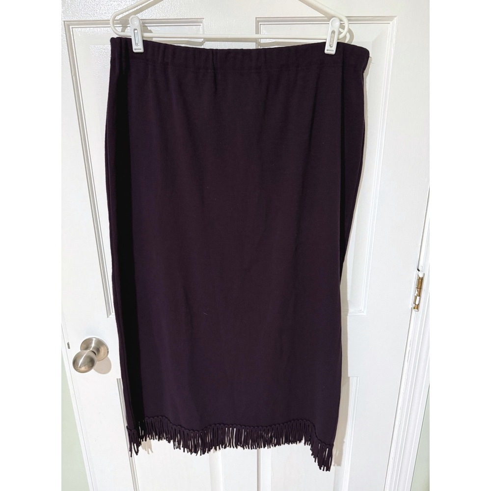 Lennie LNY New York Purple Knit Fringe Hem Midi Skirt XL